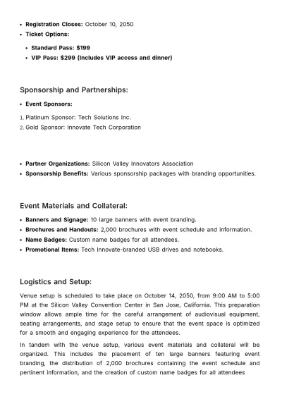 Free Marketing Event Outline Template to Edit Online