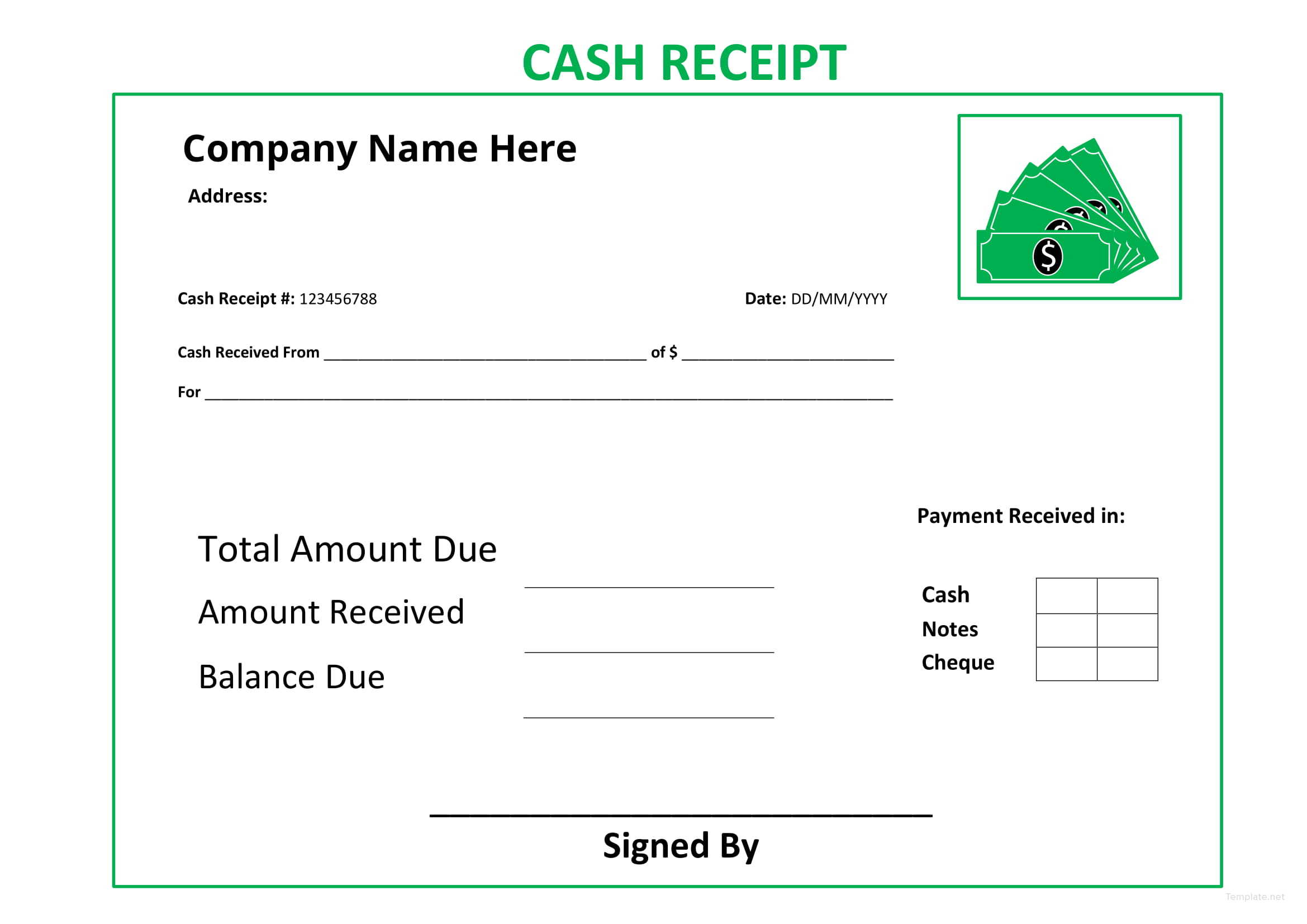 Cash Receipt Template in Microsoft Word