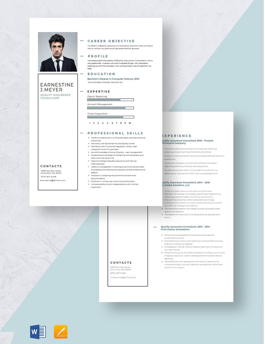 Quality Assurance Consultant Resume