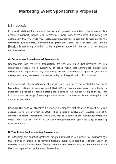 Free Marketing Event Sponsorship Proposal Template to Edit Online