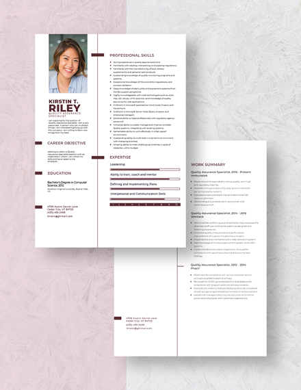 Quality Assurance Specialist Resume Download