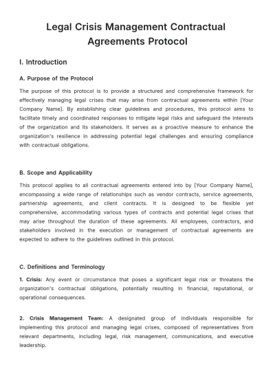 Free Legal Crisis Management Contractual Agreements Protocol Template to Edit Online