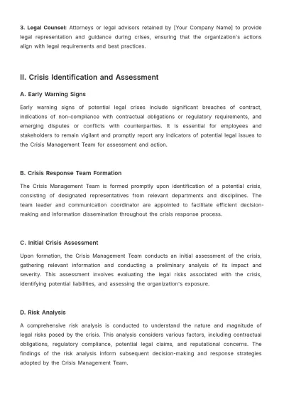 Free Legal Crisis Management Contractual Agreements Protocol Template to Edit Online