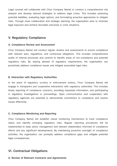 Free Legal Crisis Management Contractual Agreements Protocol Template to Edit Online
