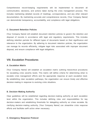 Free Legal Crisis Management Contractual Agreements Protocol Template to Edit Online