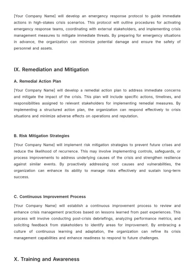 Free Legal Crisis Management Contractual Agreements Protocol Template to Edit Online
