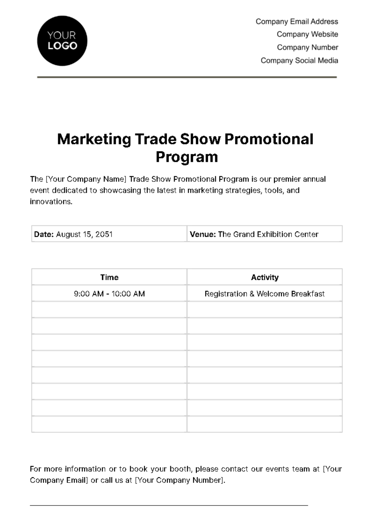 Marketing Trade Show Promotional Program Template