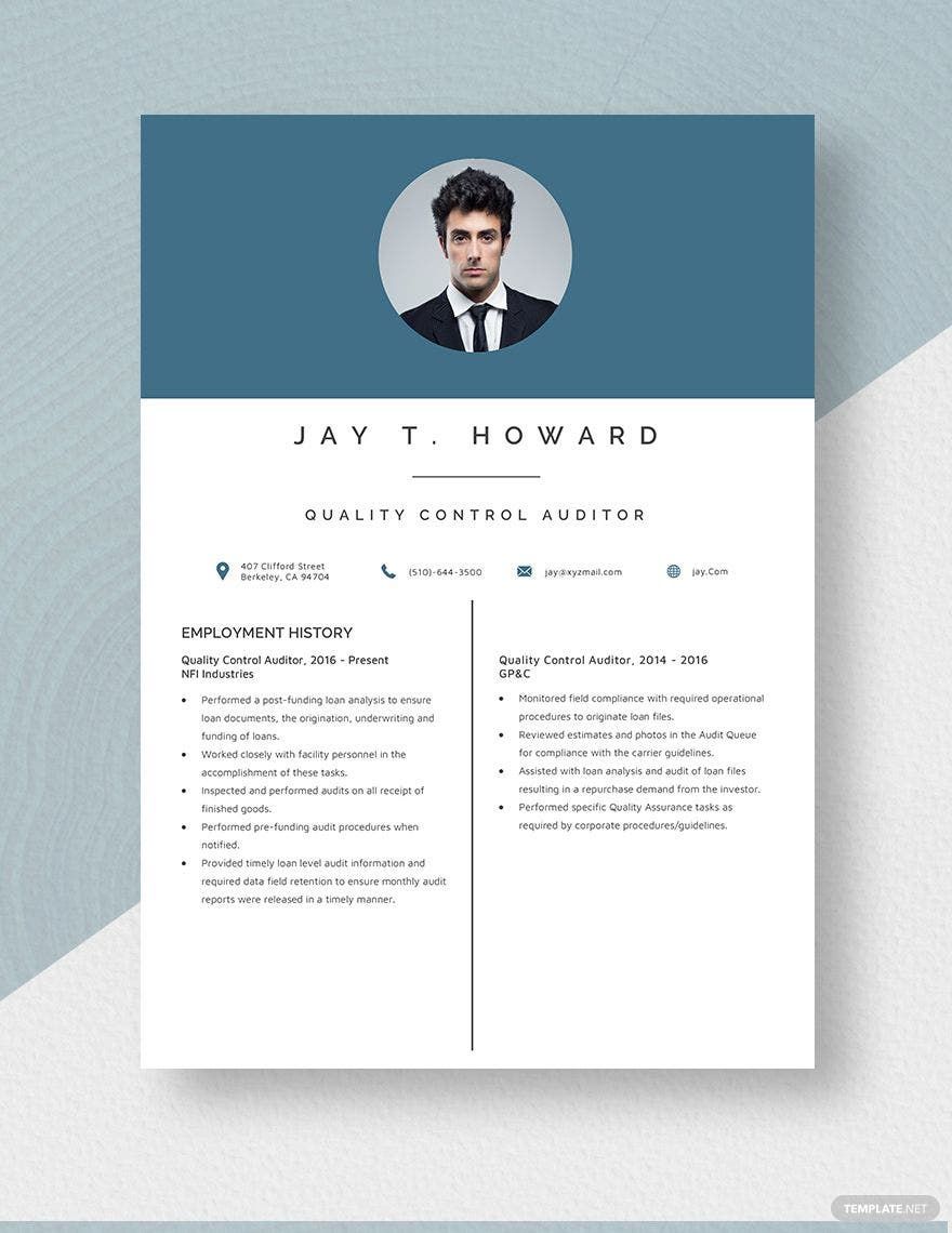 Quality Control Auditor Resume