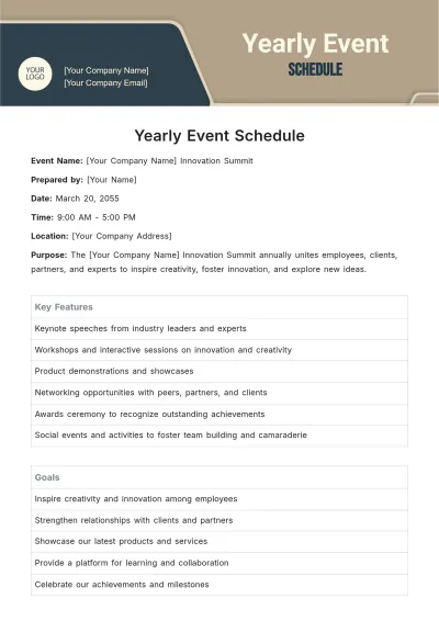 Free Yearly Event Schedule Template to Edit Online