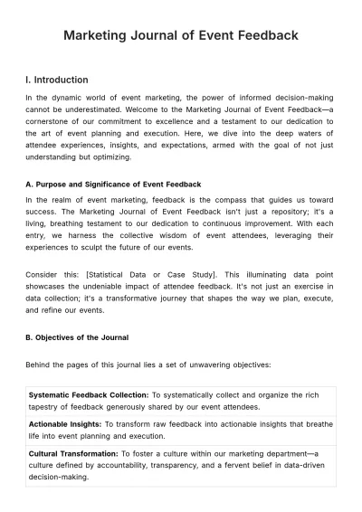 Free Marketing Journal of Event Feedback Template to Edit Online