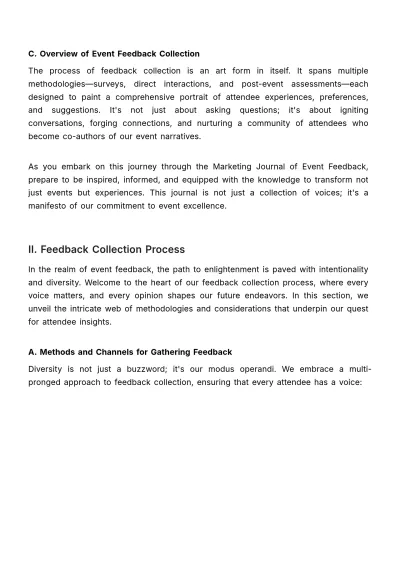 Free Marketing Journal of Event Feedback Template to Edit Online
