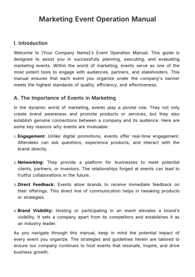 Free Marketing Event Operation Manual Template to Edit Online