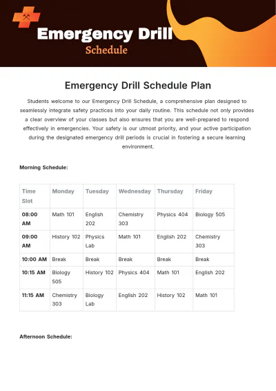Free Emergency Drill Schedule Template to Edit Online