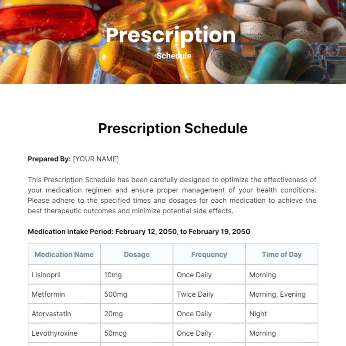 Prescription Schedule Template - Edit Online & Download