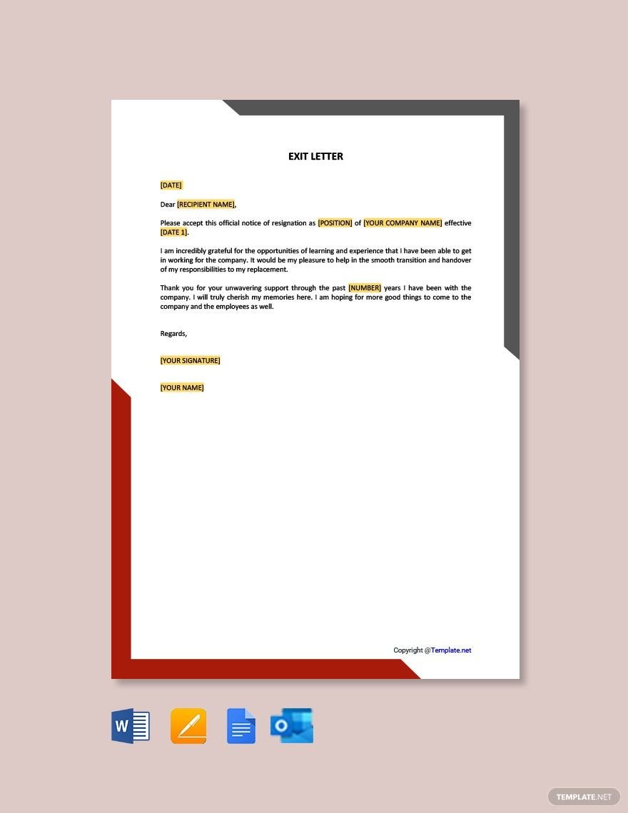 Free Sample Exit Letter Template