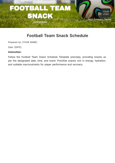 Free Football Team Snack Schedule Template to Edit Online