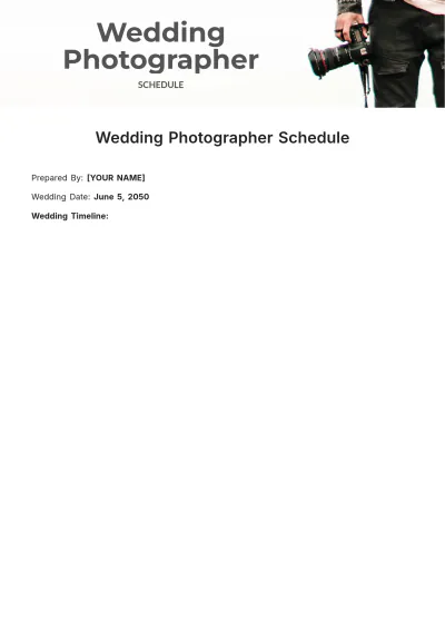 Free Wedding Photographer Schedule Template to Edit Online