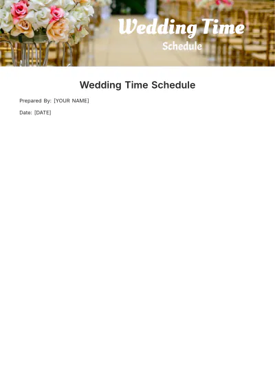 Free Wedding Time Schedule Template to Edit Online