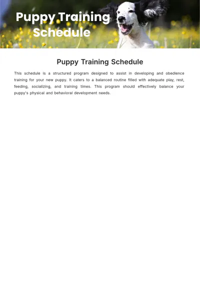 Free Puppy Training Schedule Template to Edit Online