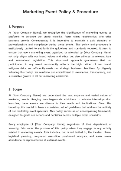 Free Marketing Event Policy & Procedure Template to Edit Online