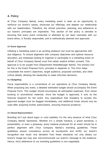 Free Marketing Event Policy & Procedure Template to Edit Online