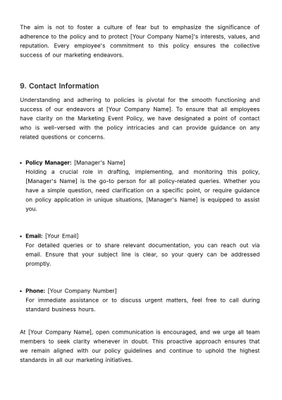 Free Marketing Event Policy & Procedure Template to Edit Online