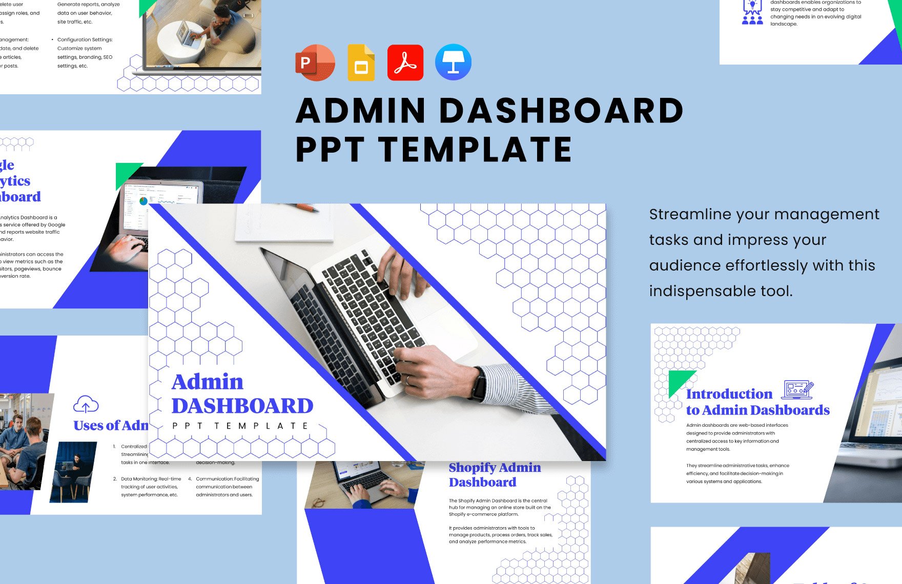 Free Admin Dashboard PPT Template in PDF, PowerPoint, Google Slides, Apple Keynote