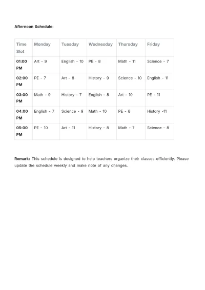 Free Teacher Observation Schedule Template to Edit Online
