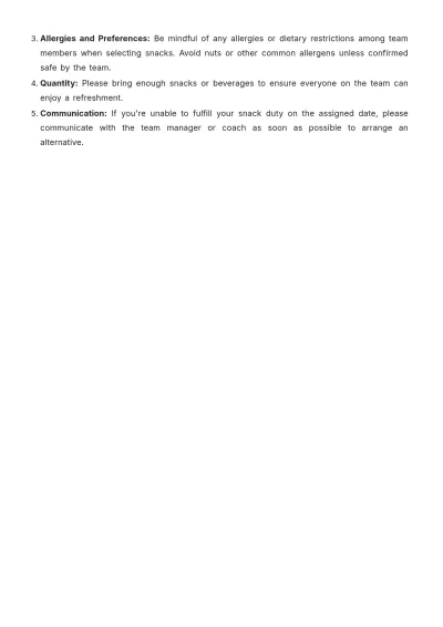 Free Soccer Snack Schedule Template to Edit Online