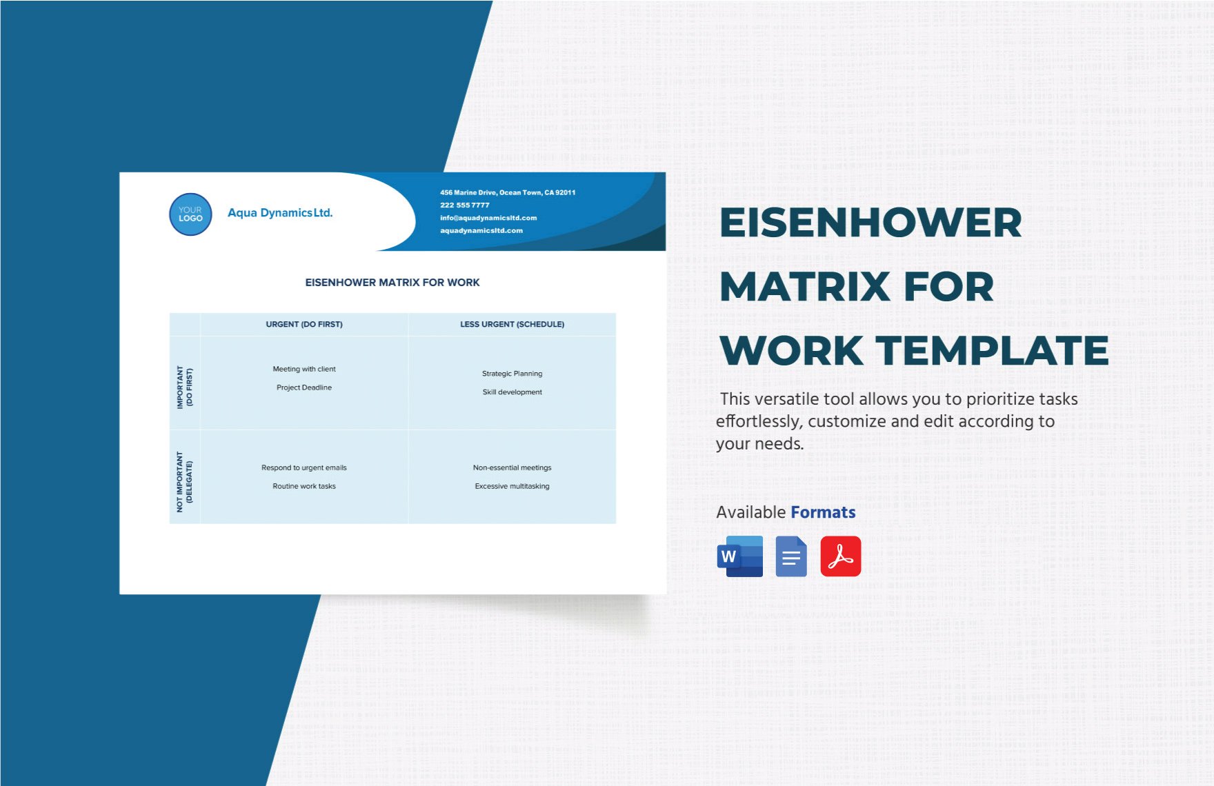 Eisenhower Matrix for Work Template
