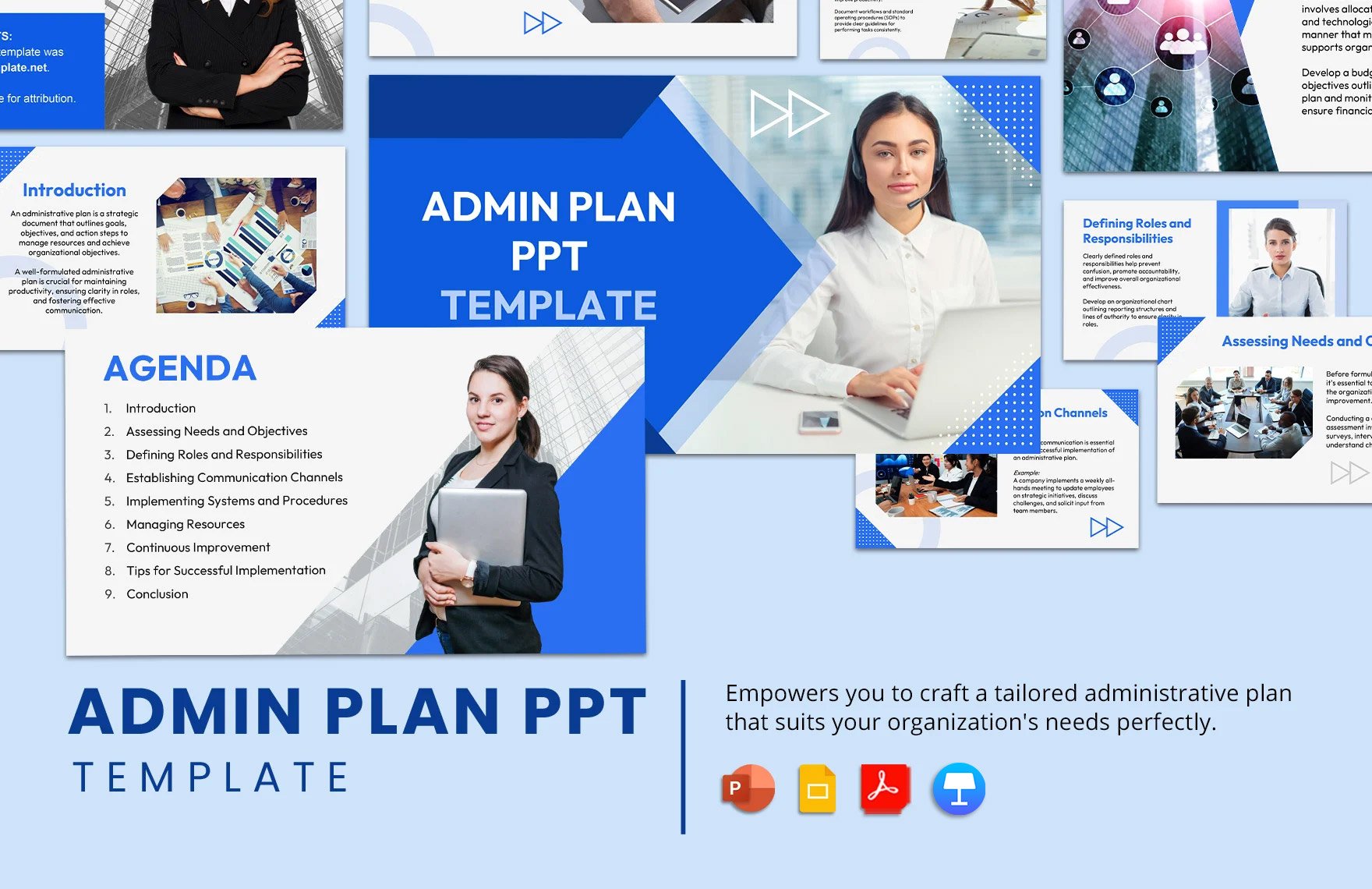 Admin Plan PPT Template in PDF, PowerPoint, Google Slides, Apple Keynote