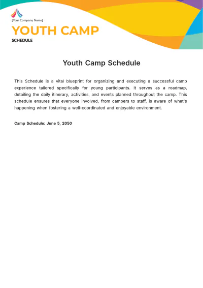 Free Youth Camp Schedule Template to Edit Online