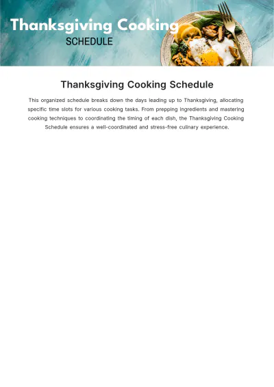 Free Thanksgiving Cooking Schedule Template to Edit Online