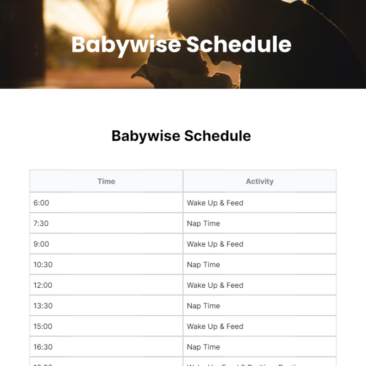 Babywise Schedule Template - Edit Online & Download