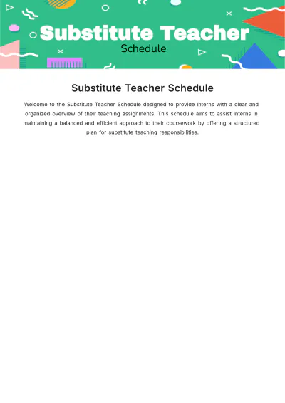 Free Substitute Teacher Schedule Template to Edit Online