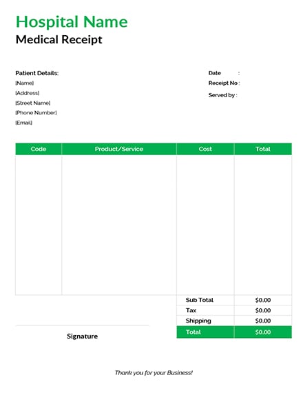 Medical Receipt Template: Download 74  Receipts in Word Excel Pages