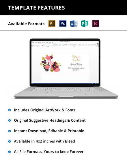 Free Pink Floral Wedding address Labels Card Template to Edit Online