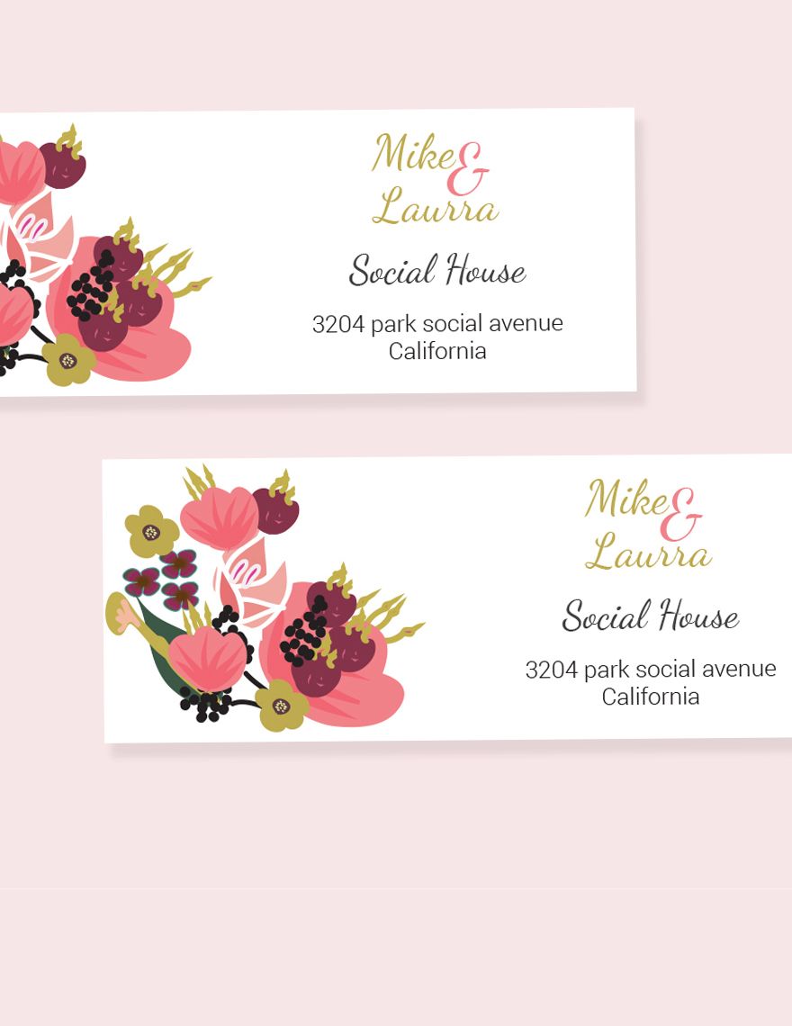 Pink Floral Wedding address Label Card