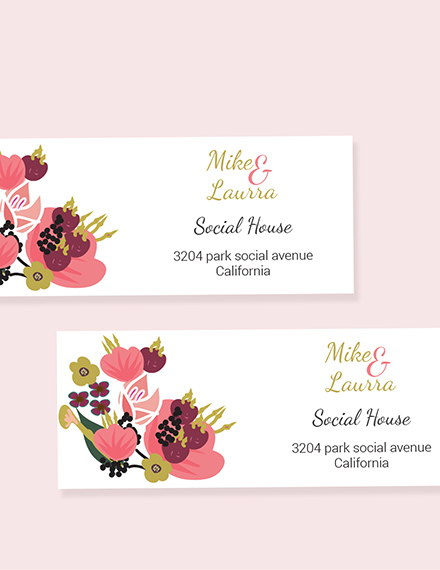 Free Pink Floral Wedding address Labels Card Template to Edit Online