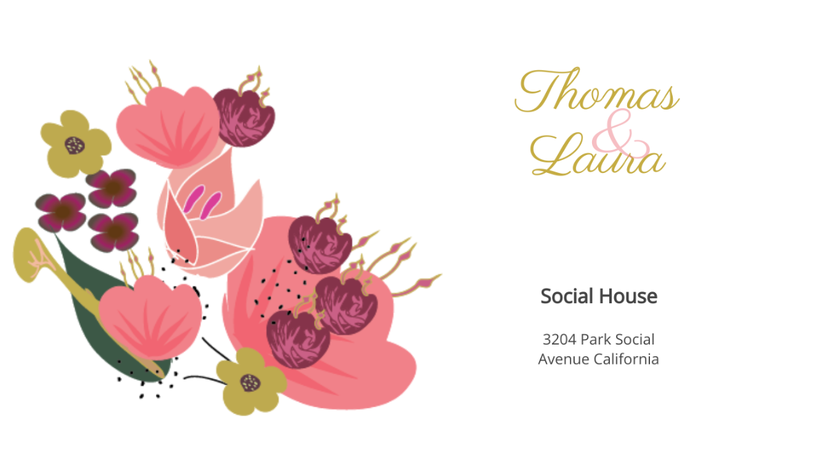 Pink Floral Wedding address Labels Card Template