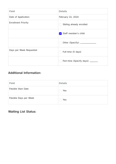Free Daycare Waiting List Template to Edit Online