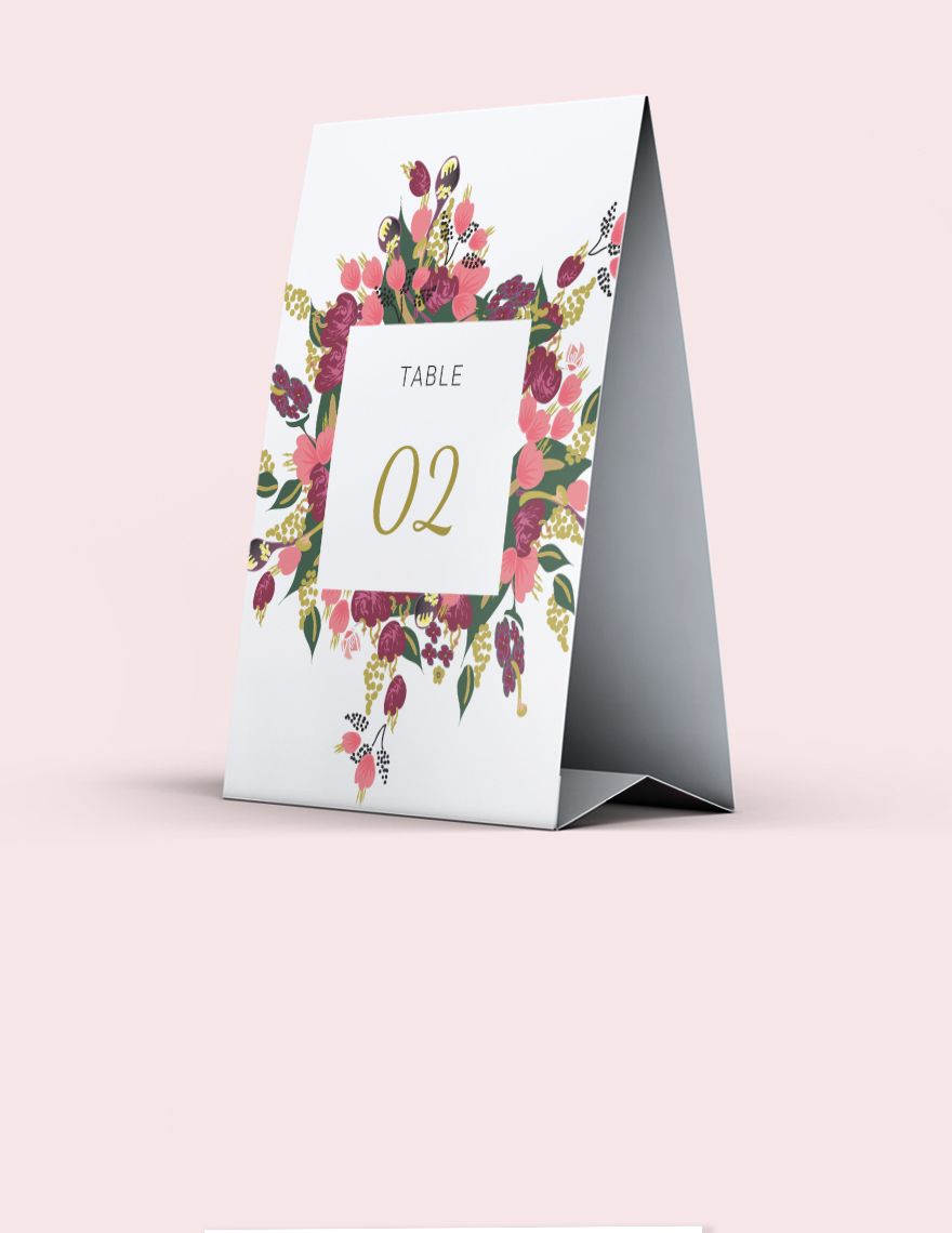 Pink Floral Wedding Table Card