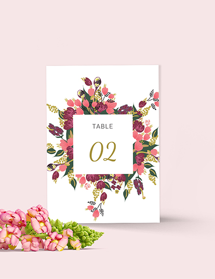 Free Pink Floral Wedding Table Card Template to Edit Online