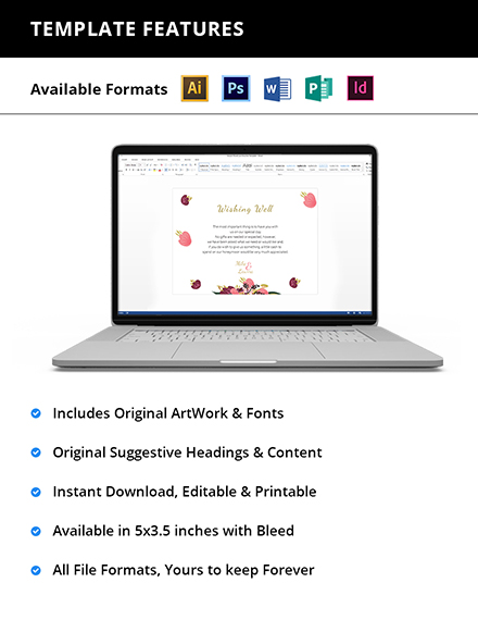 Free Pink Floral Wishing Well Card Template to Edit Online