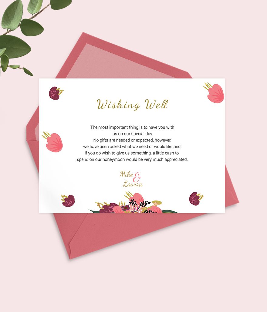 Pink Floral Wishing Well Card