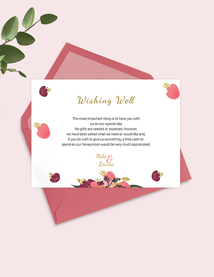 Free Pink Floral Wishing Well Card Template to Edit Online