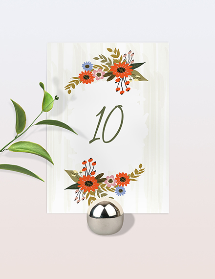 Free Small Flower Wedding Table Card Template to Edit Online