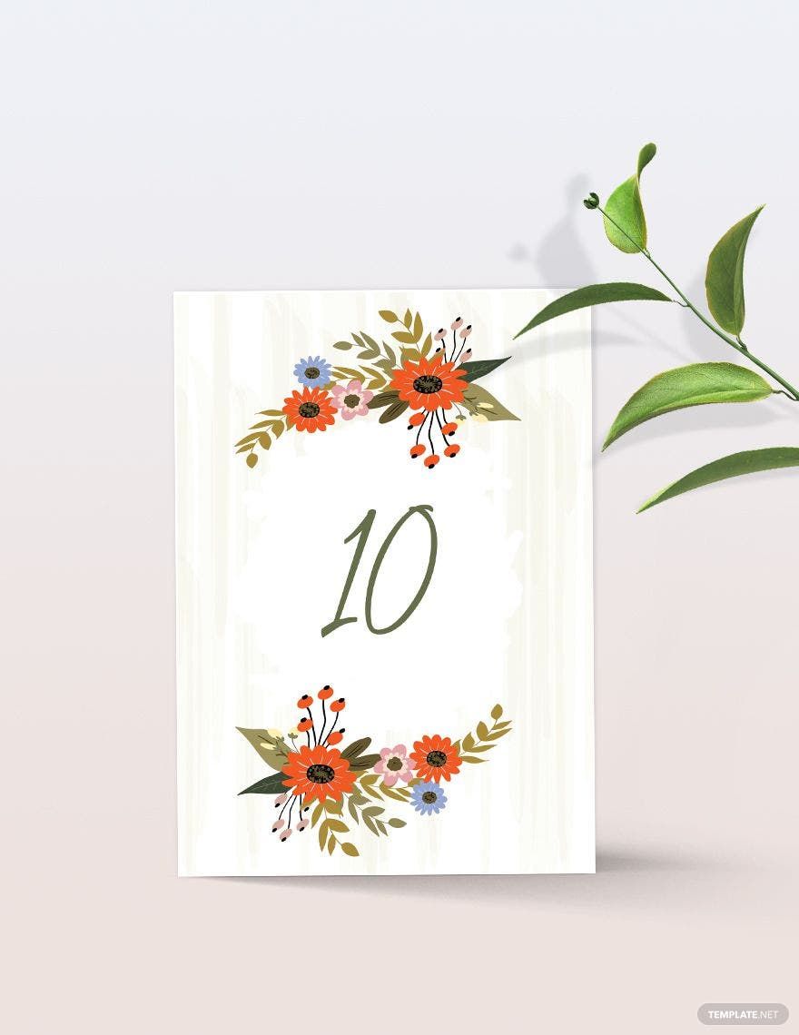 Small Flower Wedding Table Card Template
