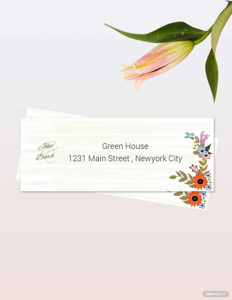 Free Small Flower Wedding Address Labels Card Template