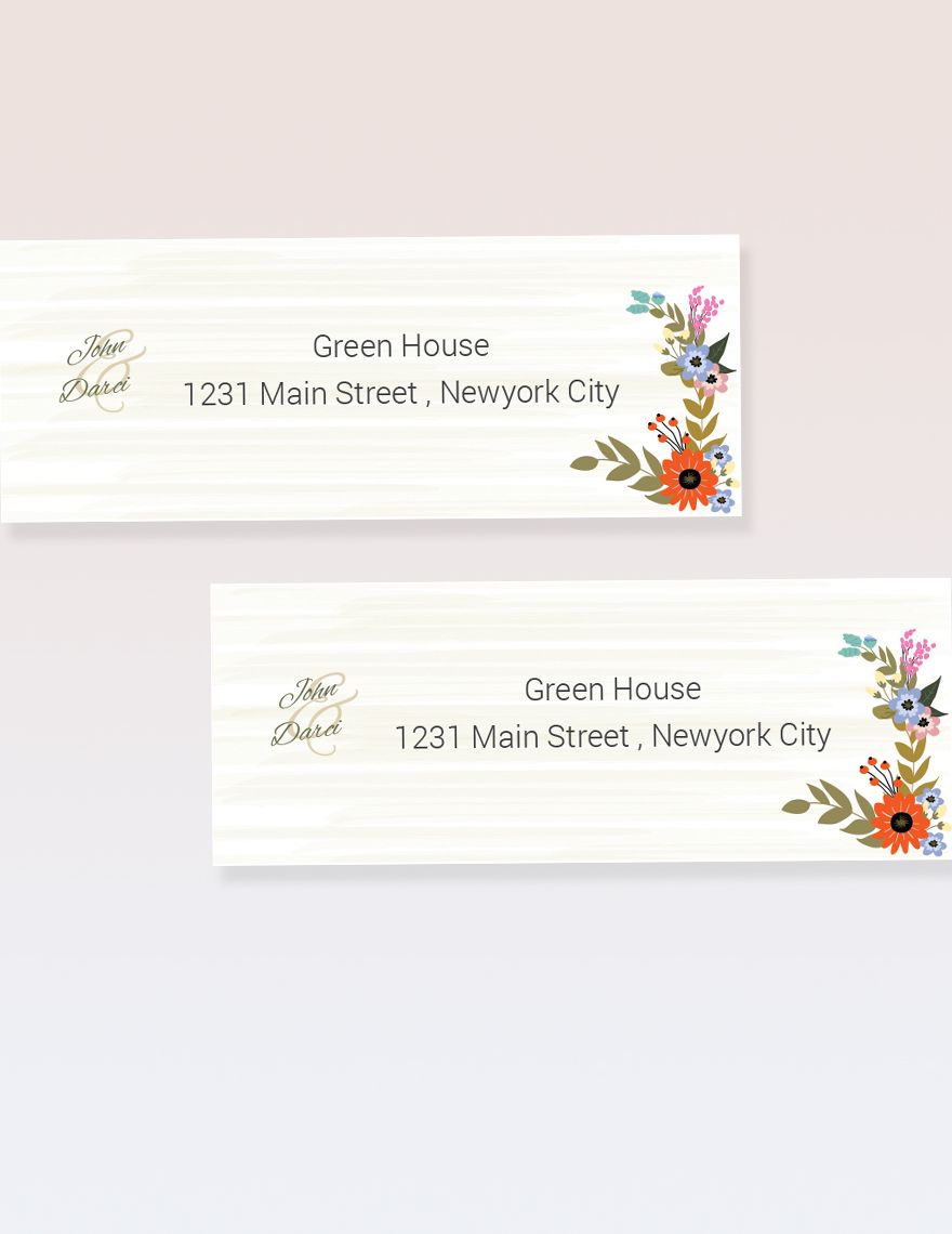 Small Flower Wedding Address Labels Card Template